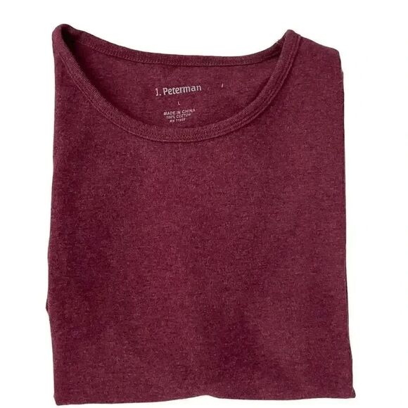 J Peterman  Trendy Burgundy Crewneck Cotton Soft Short Sleeves T-Shirt SZ L - Picture 8 of 15